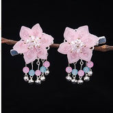 Vintage Rose Quartz silver bell bobby pin pair -HA221S
